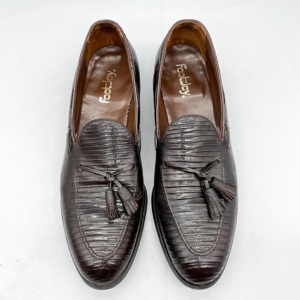 VTG FootJoy Mens 11.5ATassel Loafer Teju Lizard Brown Leather‎ 74724 Classic USA